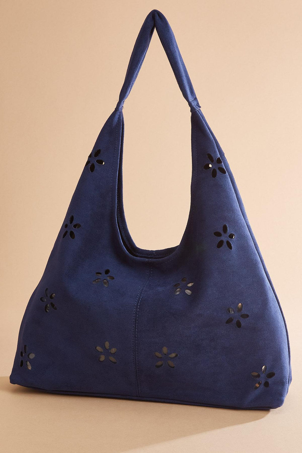faux suede floral perforated hobo bag set Versona Accessories