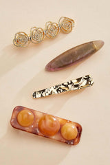 gold lucite alligator hair clip set Versona Accessories