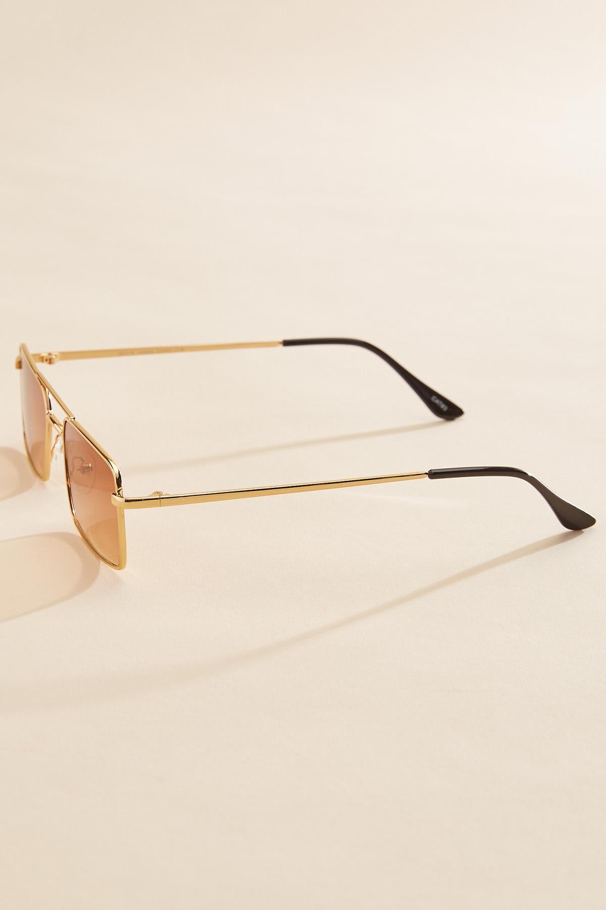 thin gold rectangle aviator sunglasses Versona Accessories