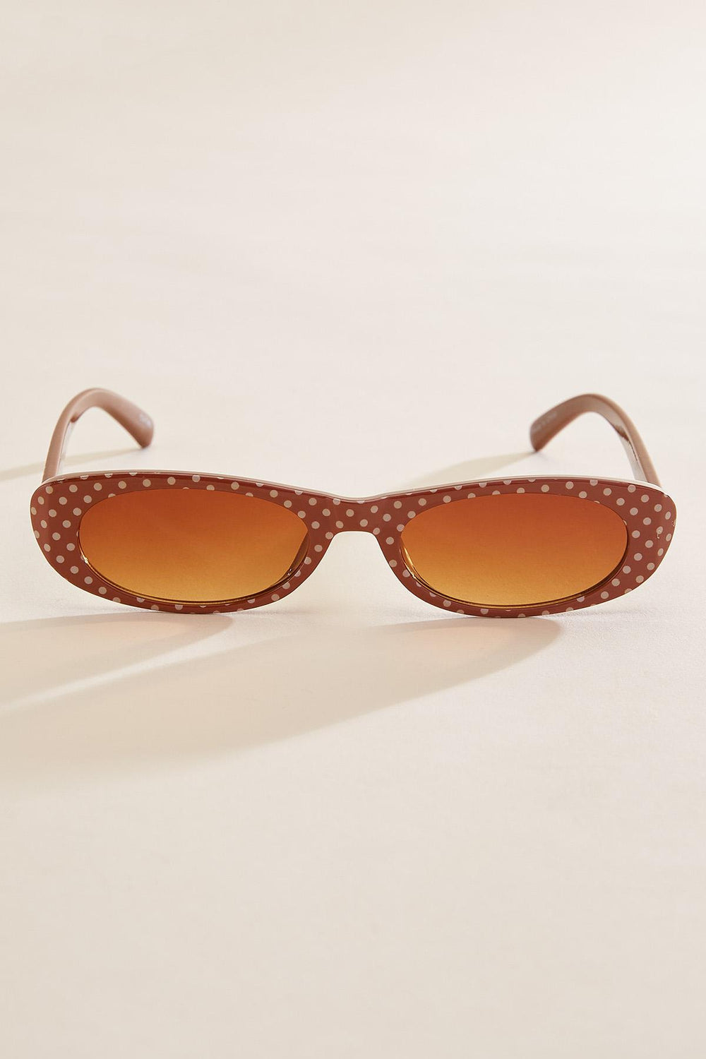 brown polka dotted oval frame sunglasses Versona Accessories