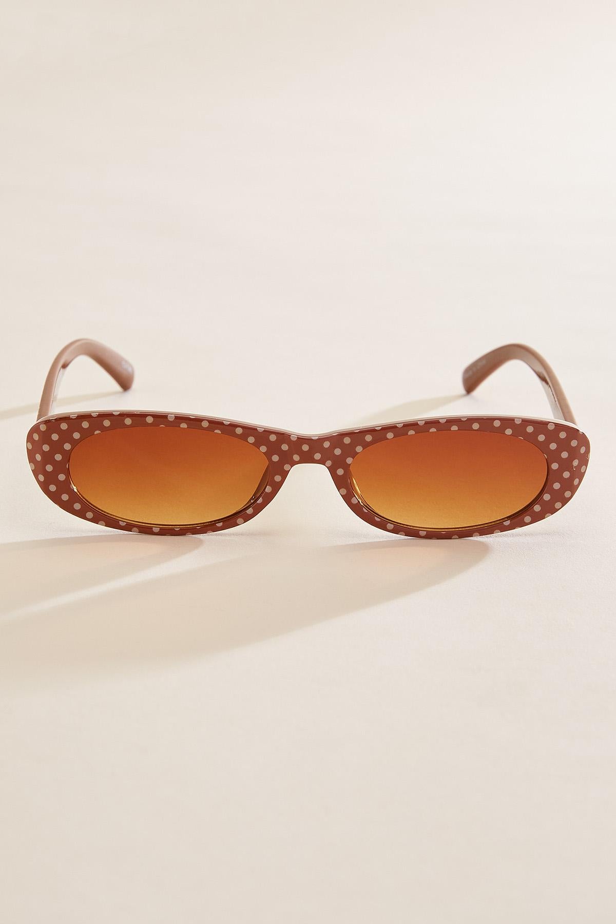 brown polka dotted oval frame sunglasses Versona Accessories