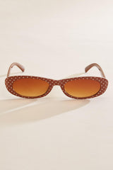 brown polka dotted oval frame sunglasses Versona Accessories