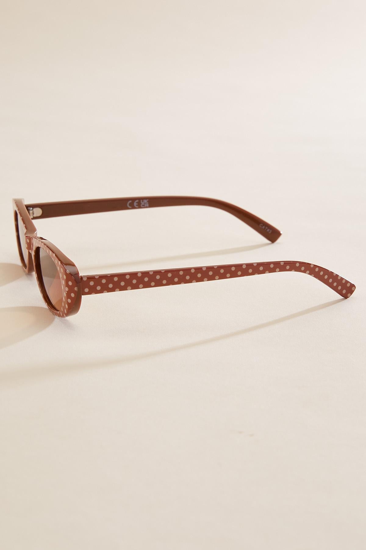 brown polka dotted oval frame sunglasses Versona Accessories