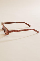 brown polka dotted oval frame sunglasses Versona Accessories
