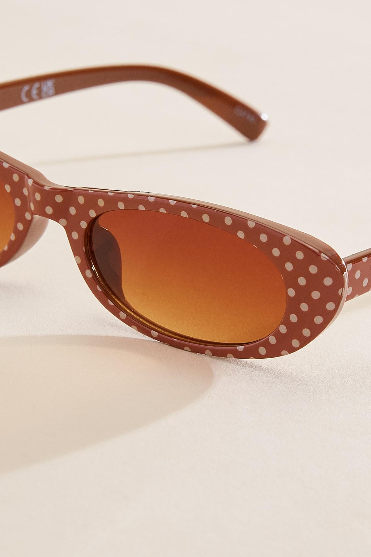brown polka dotted oval frame sunglasses Versona Accessories