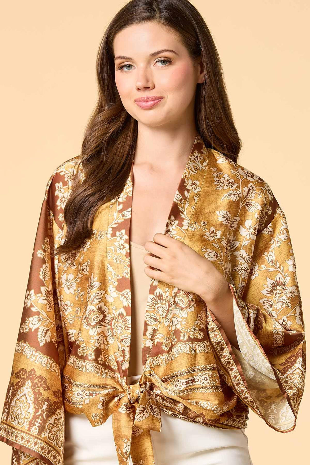 golden summer satin kimono Versona Accessories