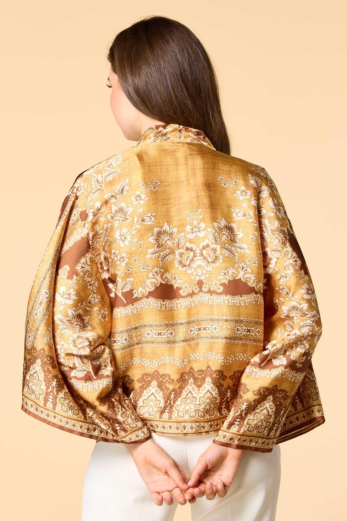 golden summer satin kimono Versona Accessories