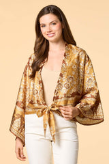 golden summer satin kimono Versona Accessories