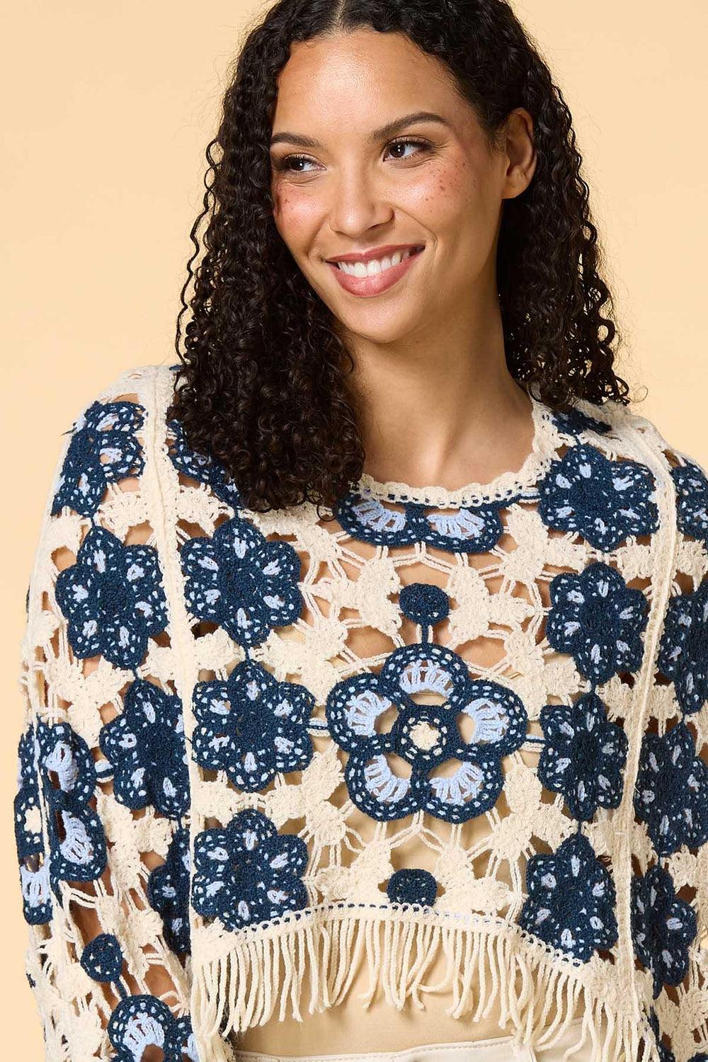 fringe culture crochet poncho Versona Accessories|Sale