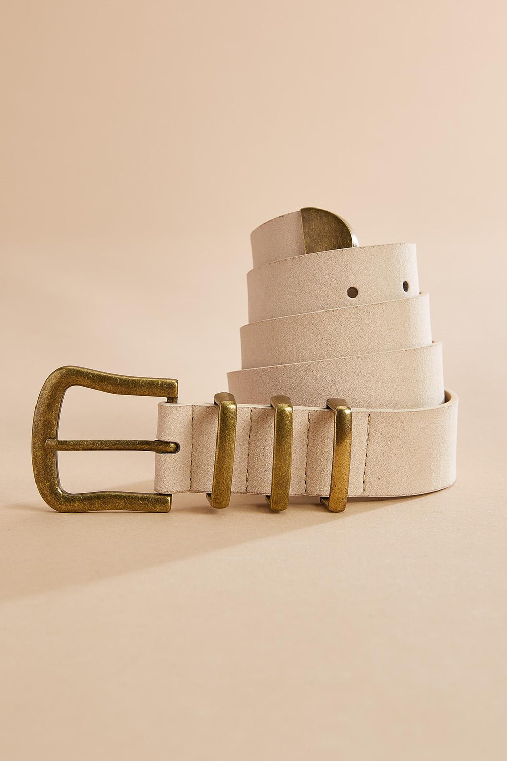 antique gold buckle faux suede belt Versona Accessories