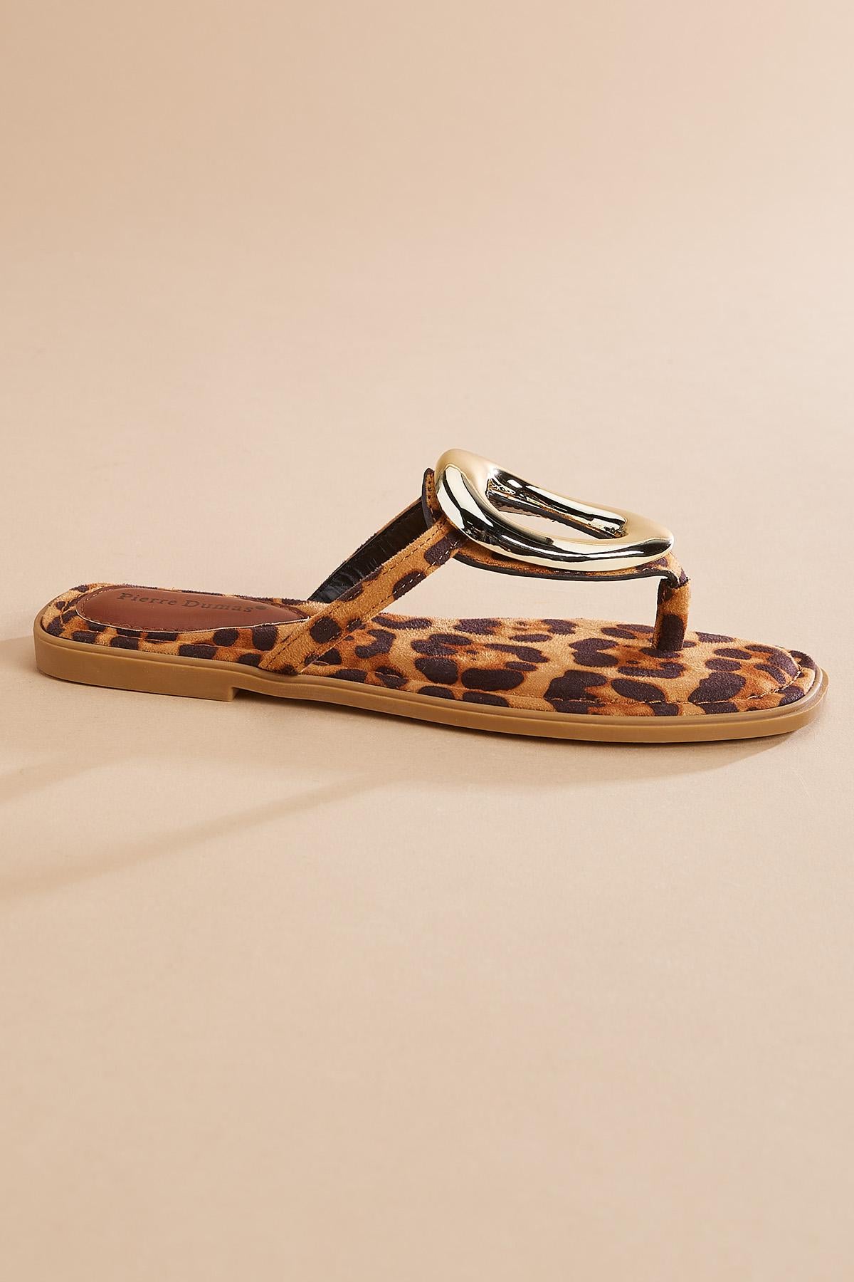 gold ring leopard print sandals Versona Shoes