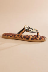 gold ring leopard print sandals Versona Shoes
