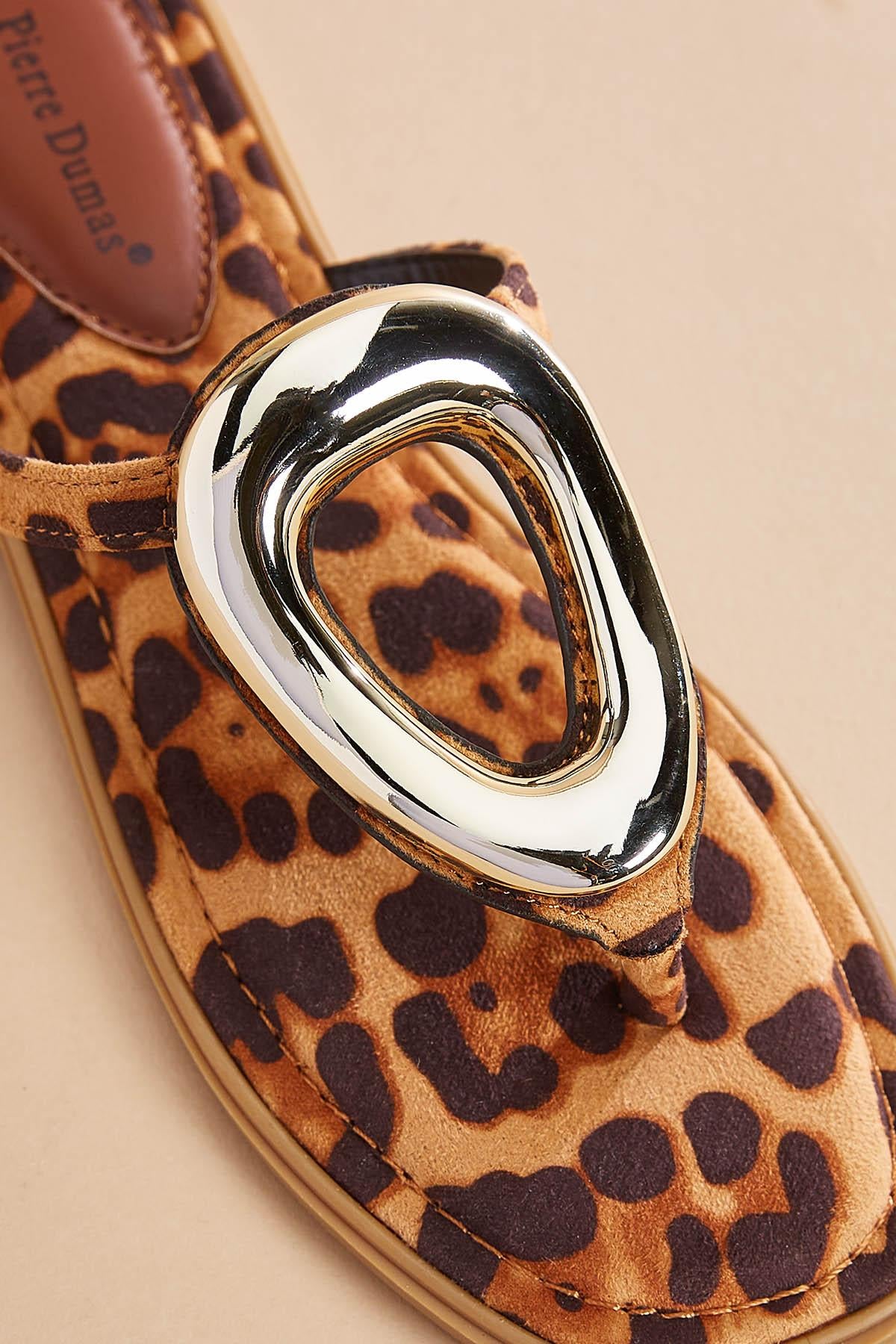 gold ring leopard print sandals Versona Shoes