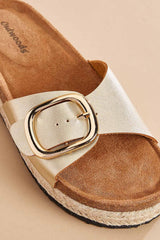 gold buckle band flatform sandals Versona Shoes