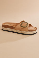 gold buckle band flatform sandals Versona Shoes