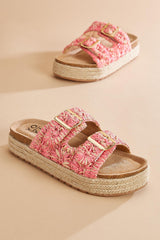 raffia buckle footbed sandals Versona Shoes|Sale