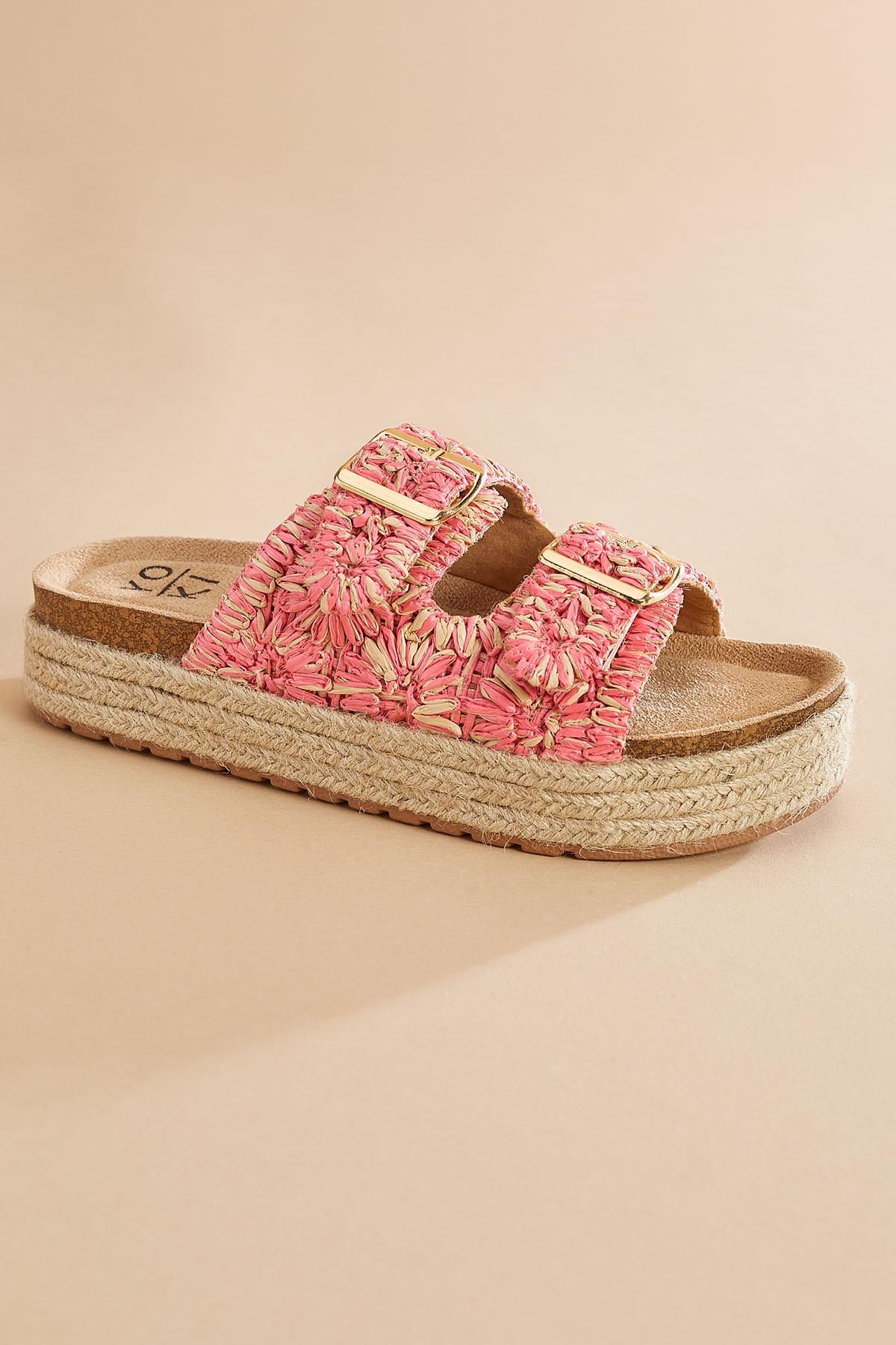 raffia buckle footbed sandals Versona Shoes|Sale