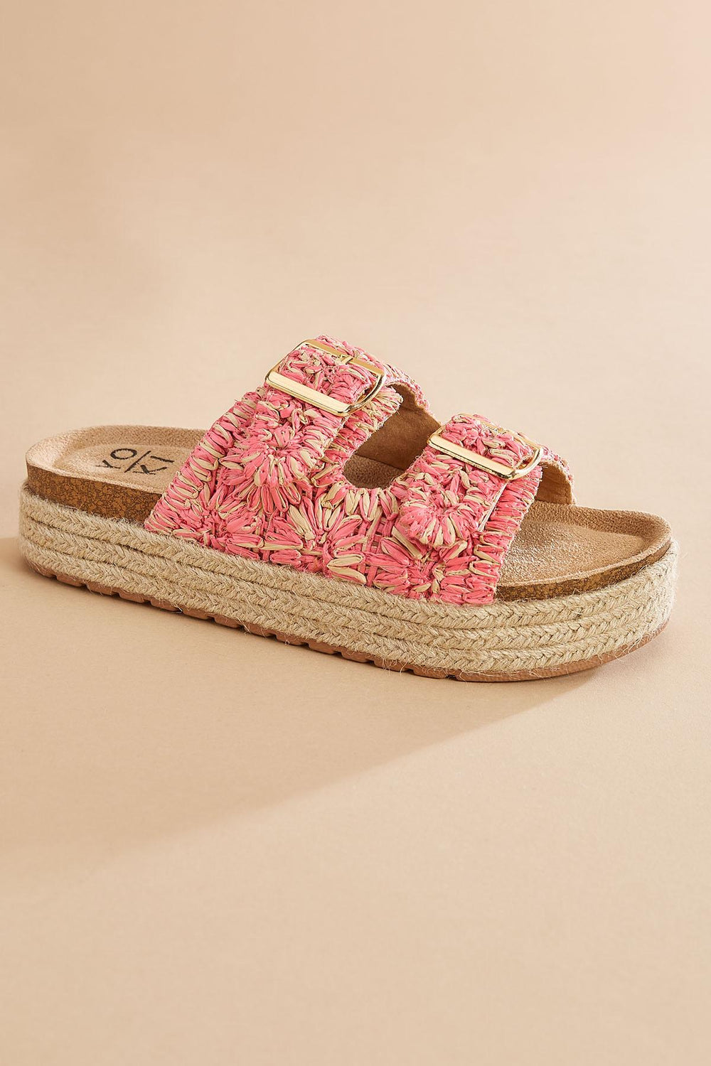 raffia buckle footbed sandals Versona Shoes|Sale