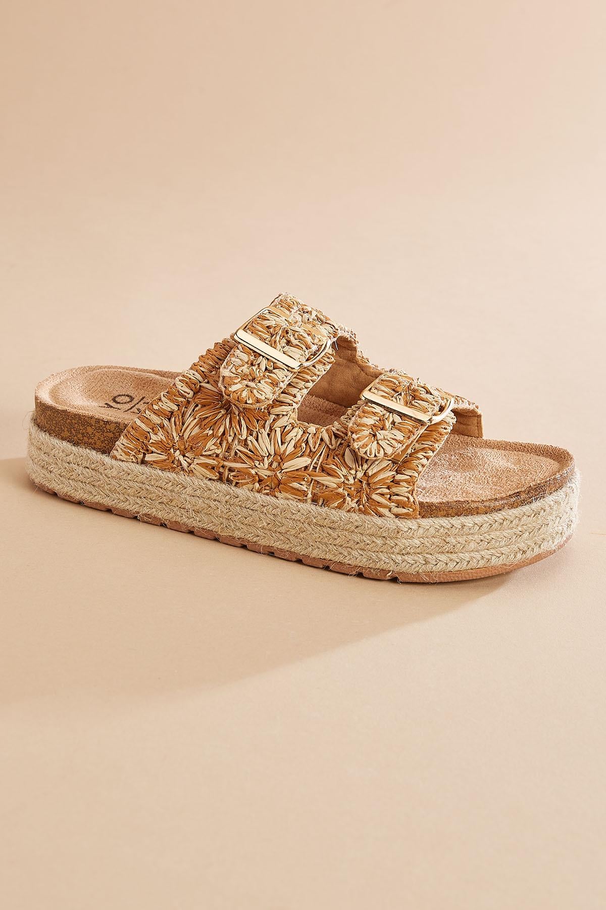 raffia buckle footbed sandals Versona Shoes|Sale
