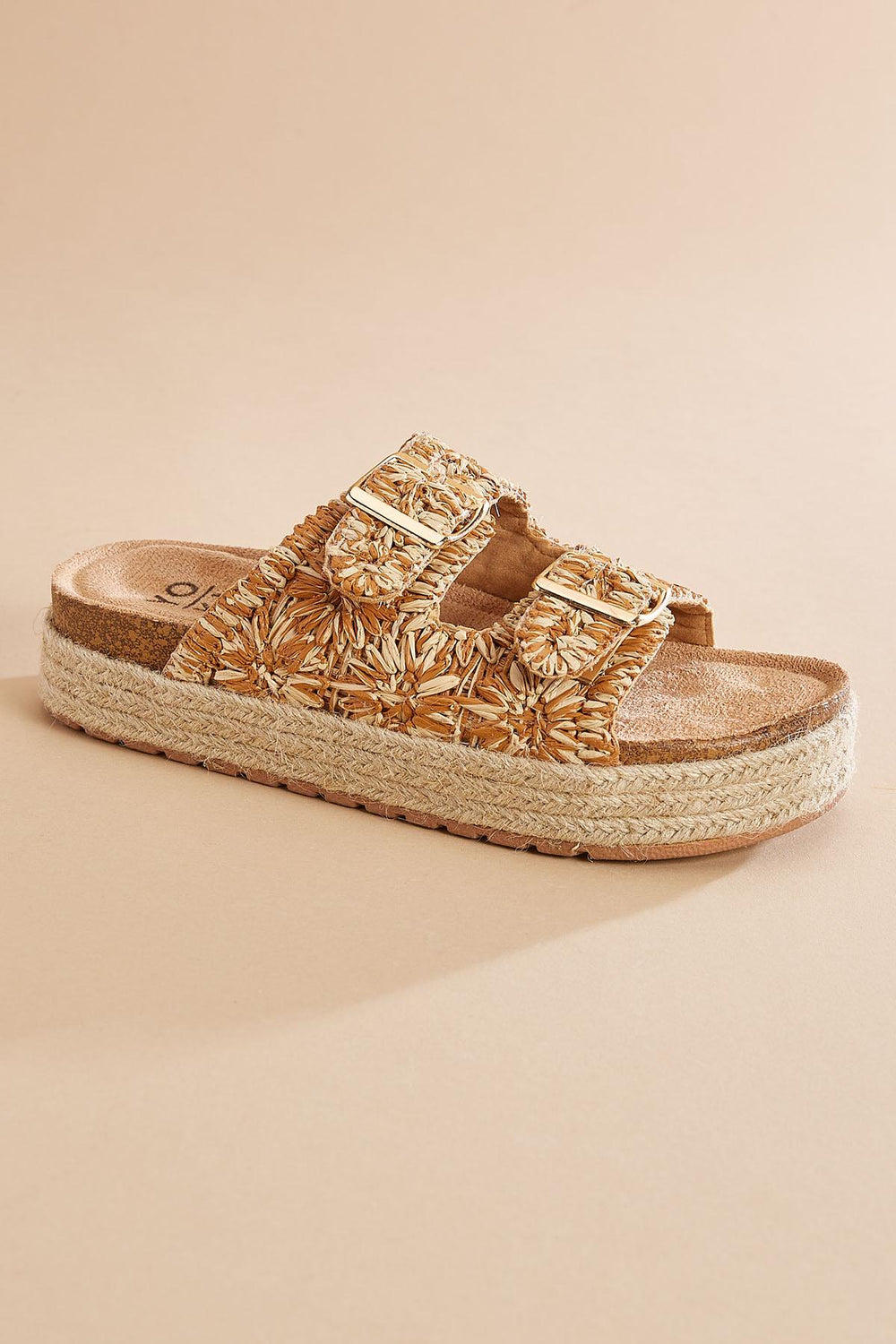 raffia buckle footbed sandals Versona Shoes|Sale
