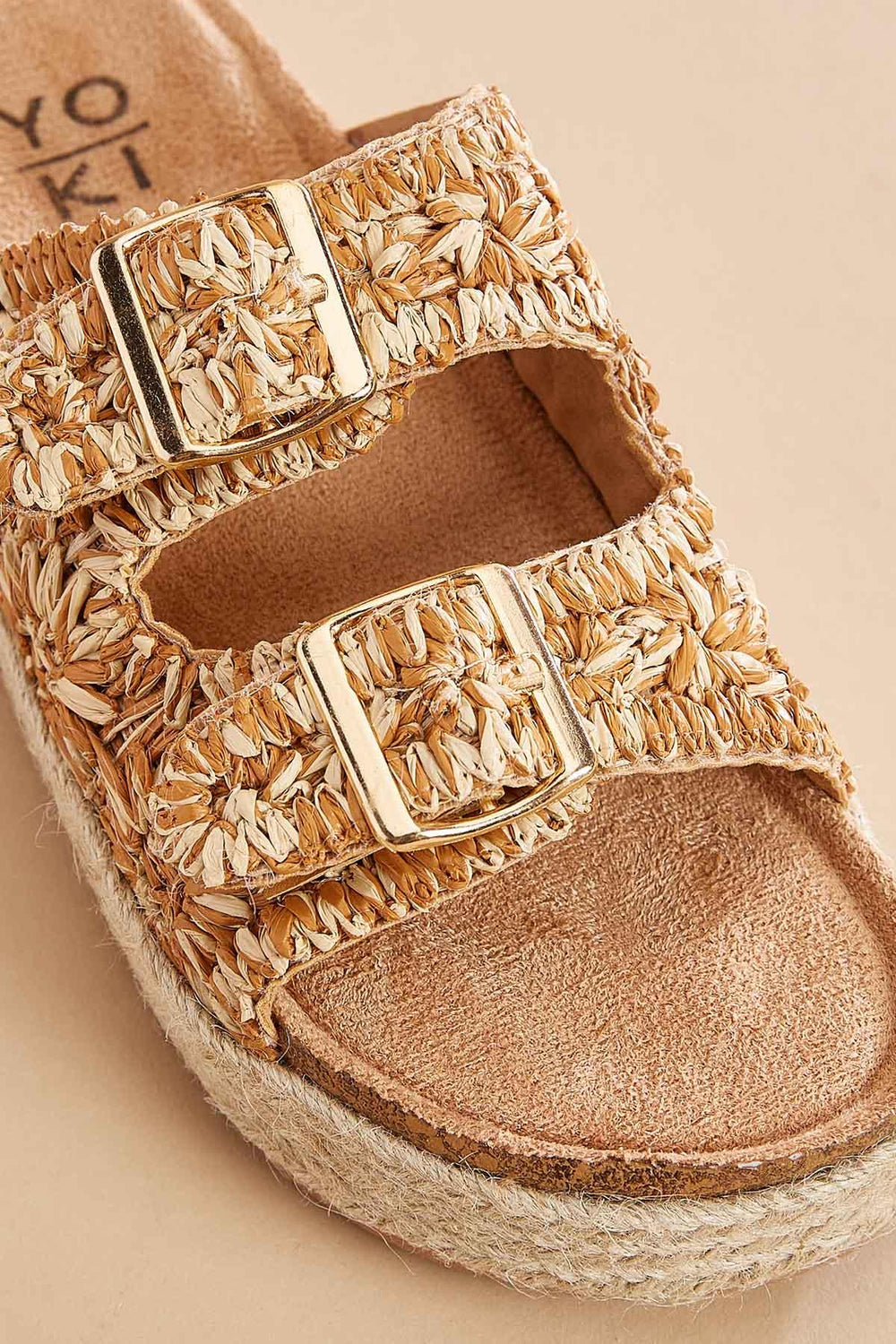 raffia buckle footbed sandals Versona Shoes|Sale