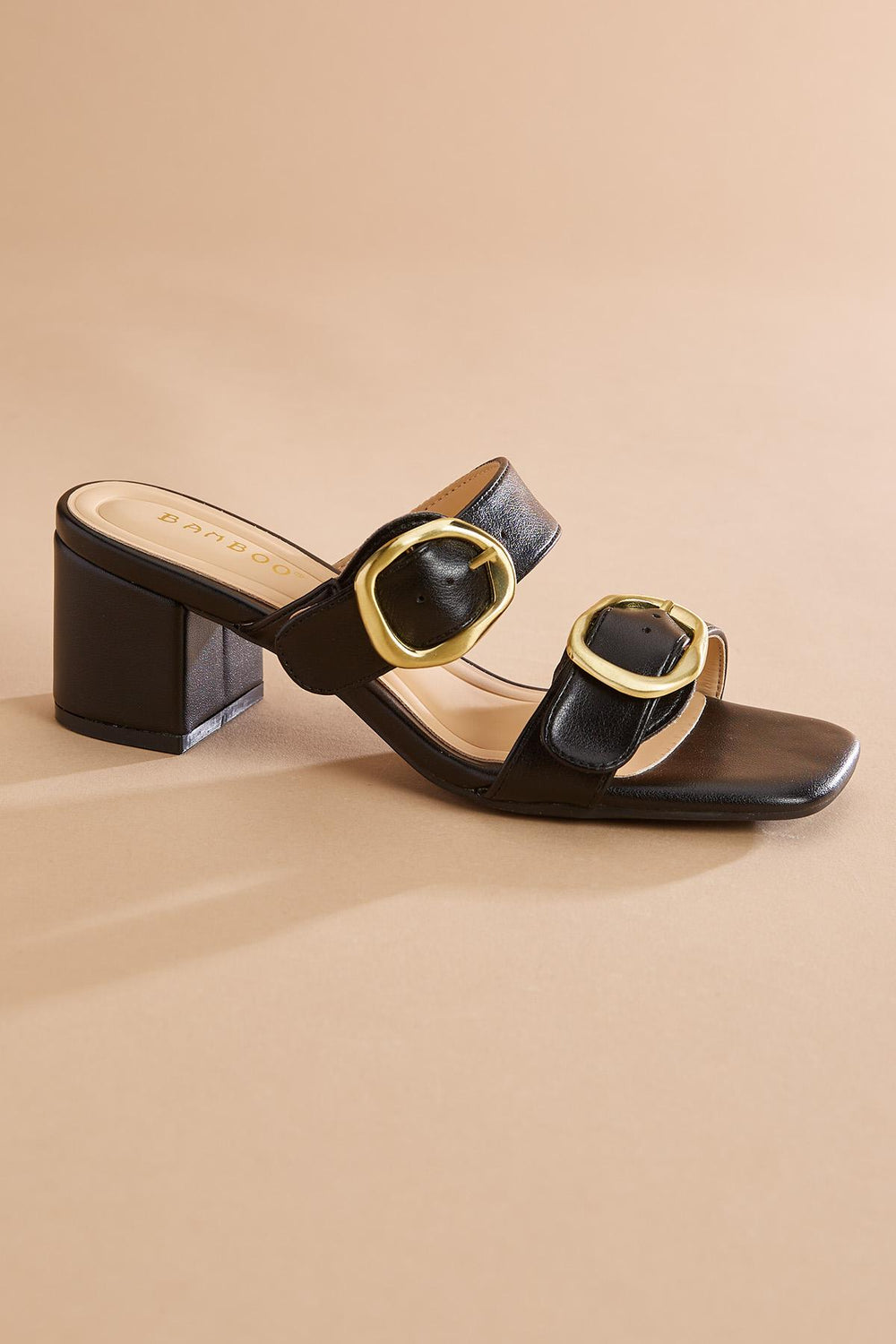 black buckle band heels Versona Shoes