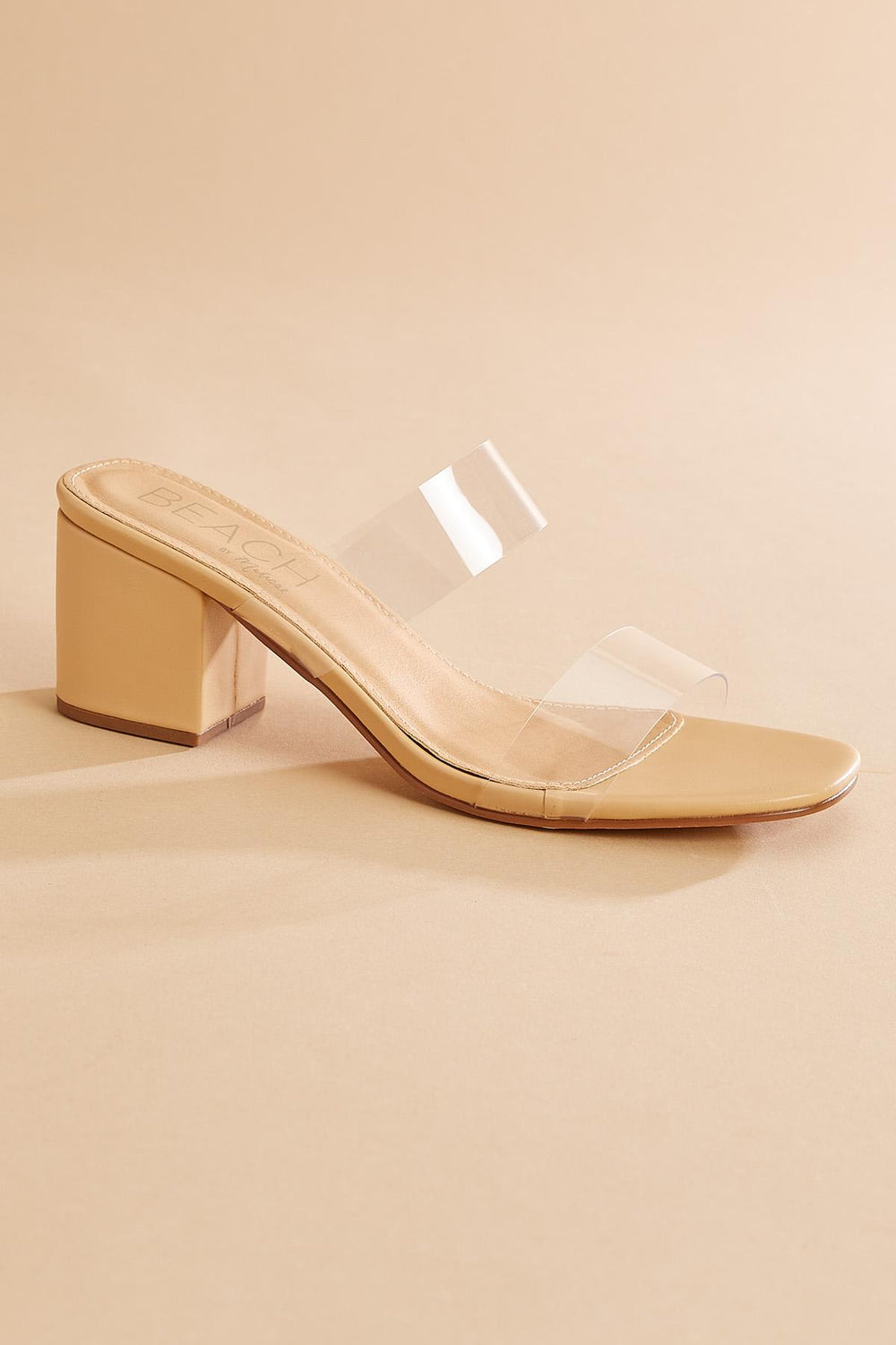 clear lucite band heels Versona Shoes