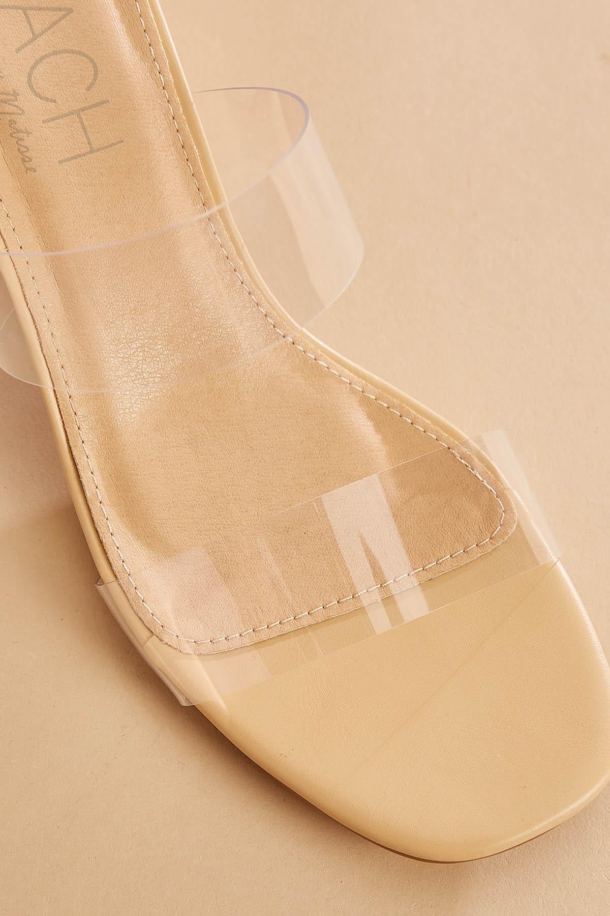 clear lucite band heels Versona Shoes