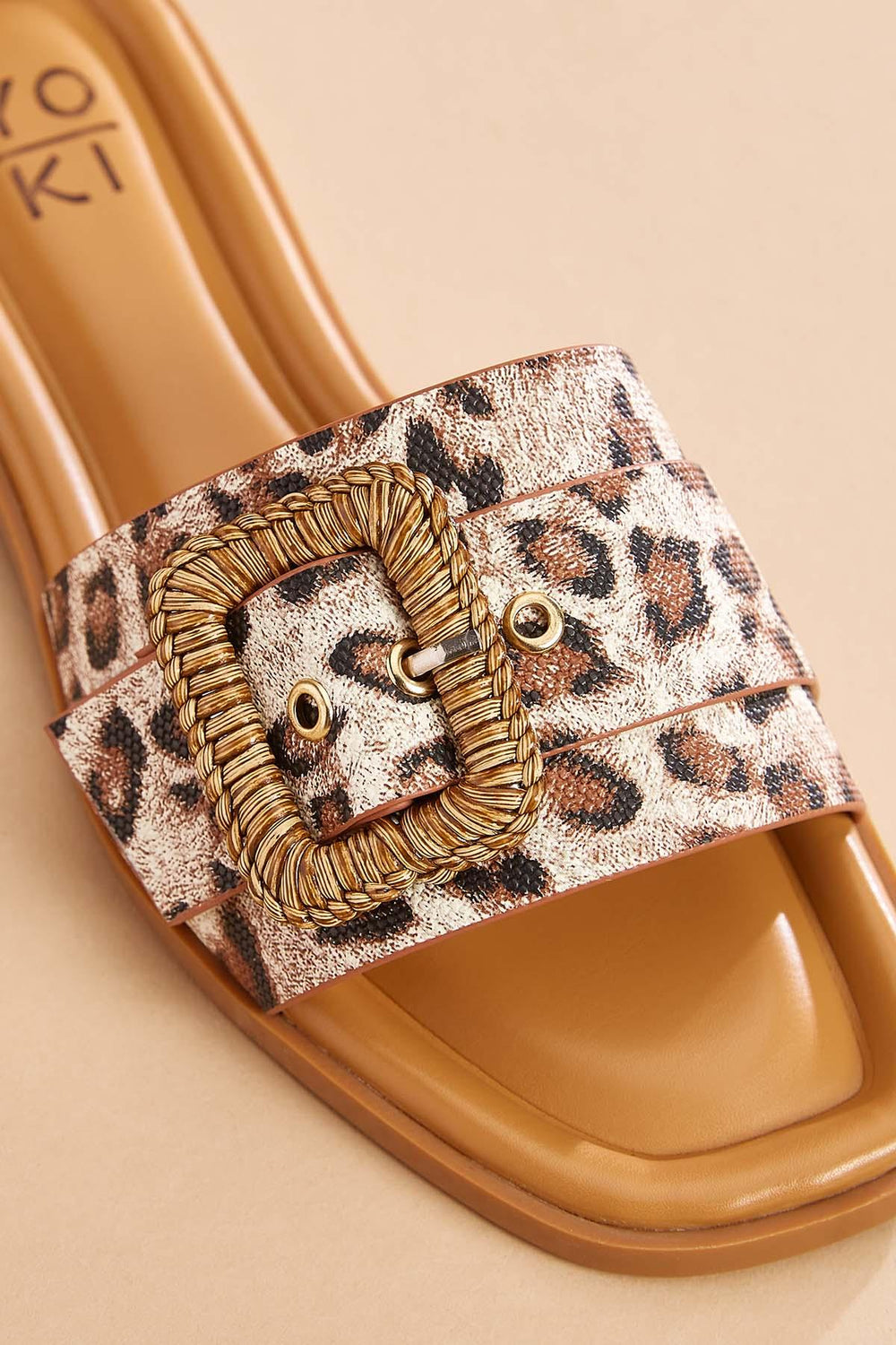 raffia buckle leopard band sandals Versona Shoes