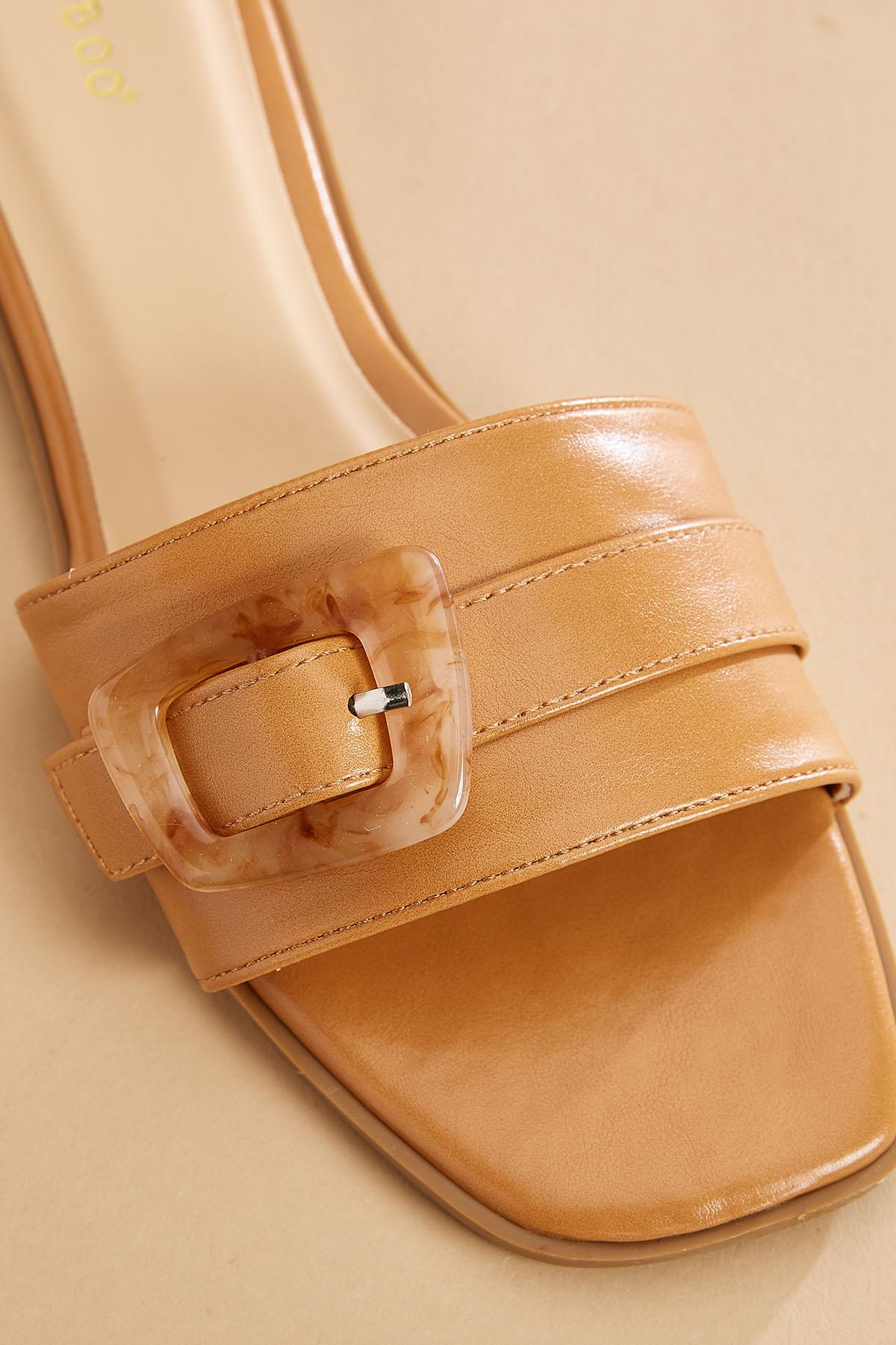 faux leather tortoise buckle sandals Versona Shoes