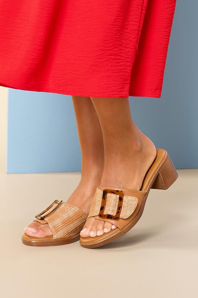 raffia band buckle wood heels Versona Shoes