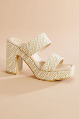 beige white raffia platform heels Versona Shoes