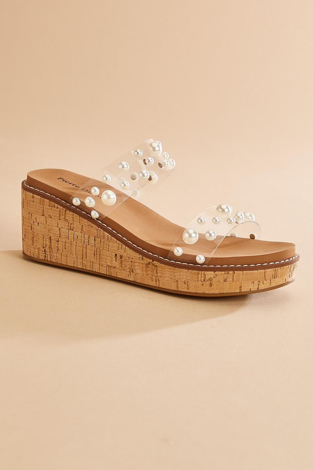 pearl embellished band wedge sandals Versona Shoes