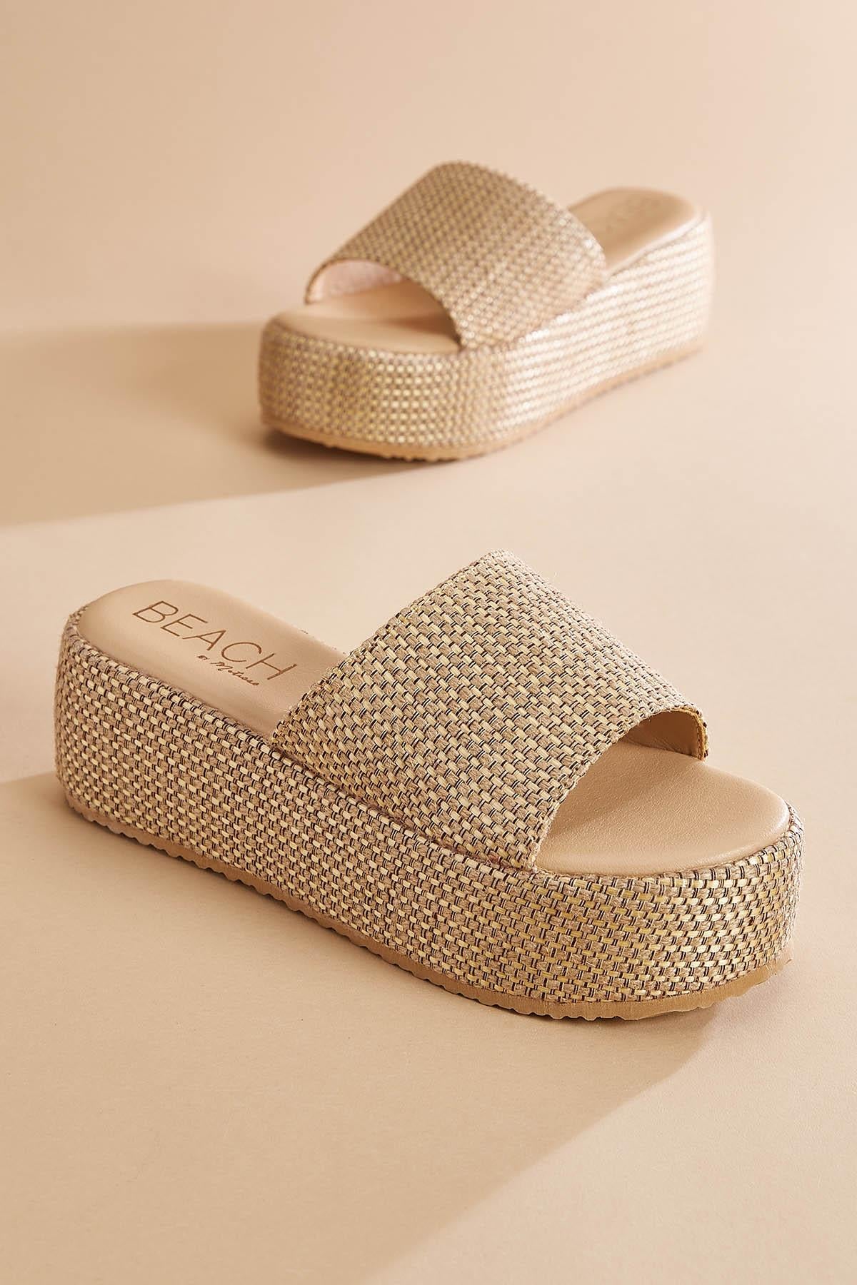 one band straw platform sandals Versona Shoes