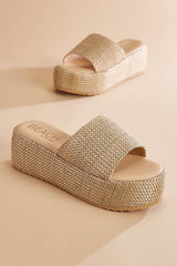 one band straw platform sandals Versona Shoes