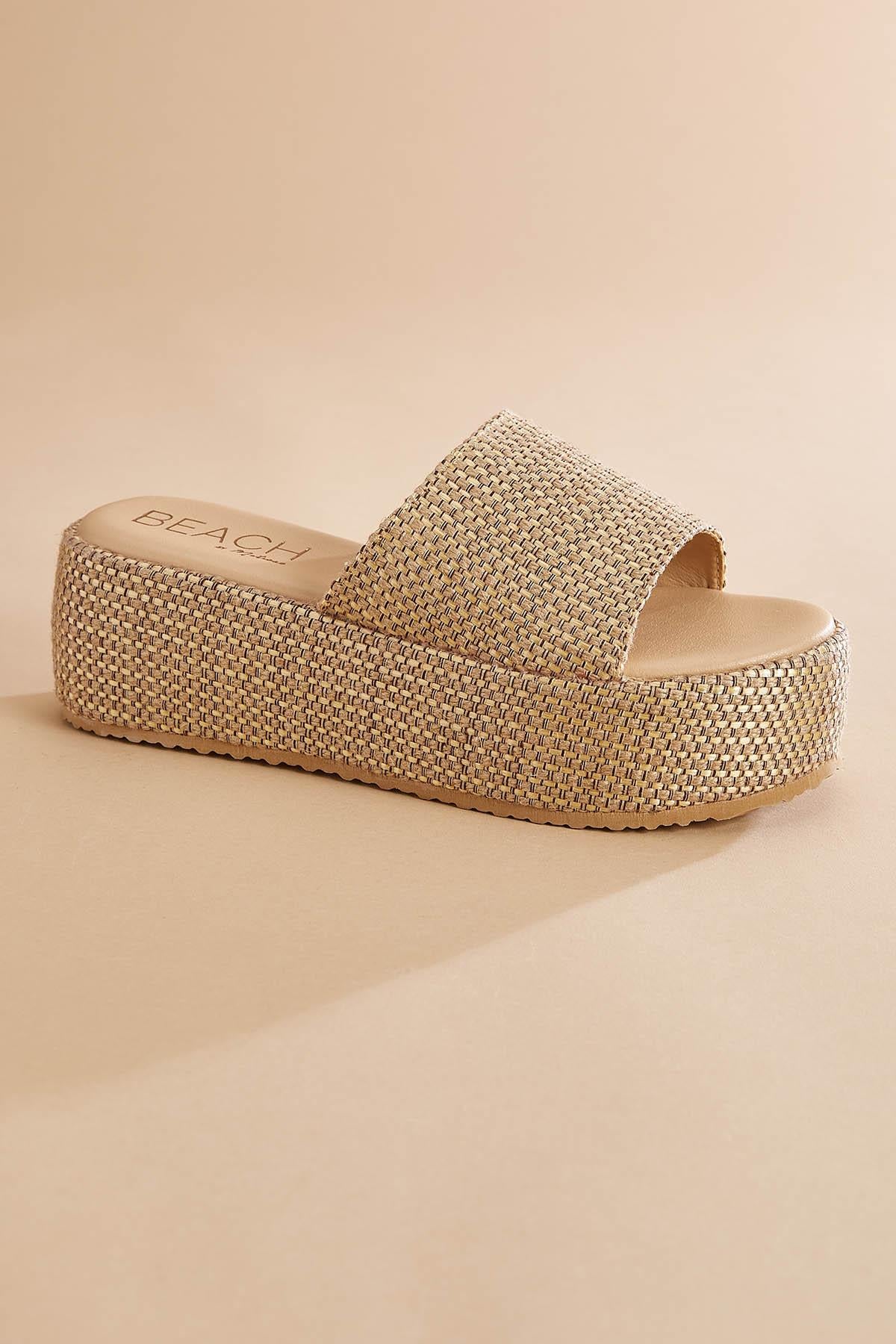 one band straw platform sandals Versona Shoes