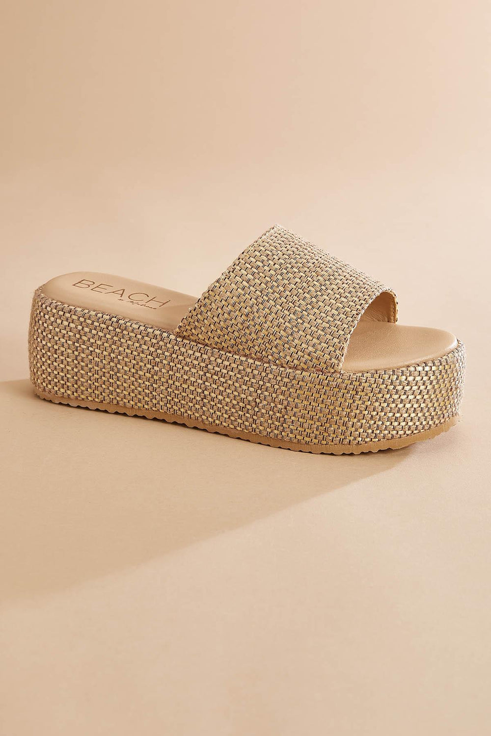 one band straw platform sandals Versona Shoes