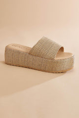 one band straw platform sandals Versona Shoes
