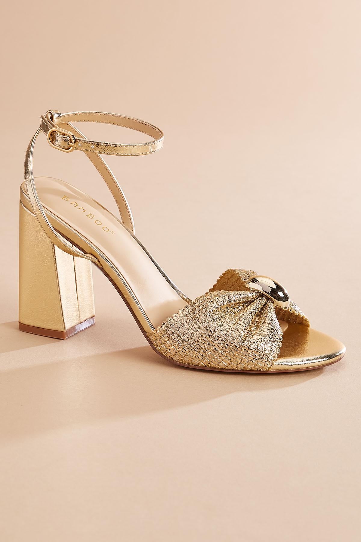 gold bow band high heels Versona Shoes