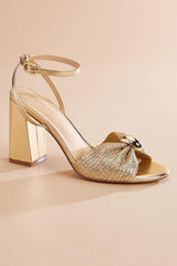 gold bow band high heels Versona Shoes
