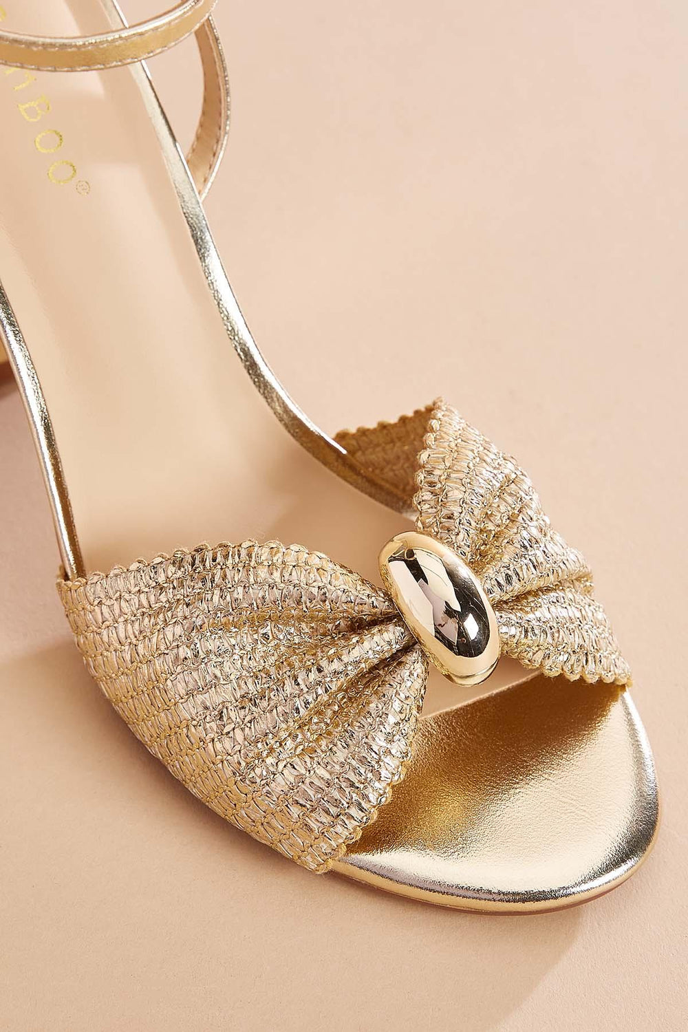 gold bow band high heels Versona Shoes
