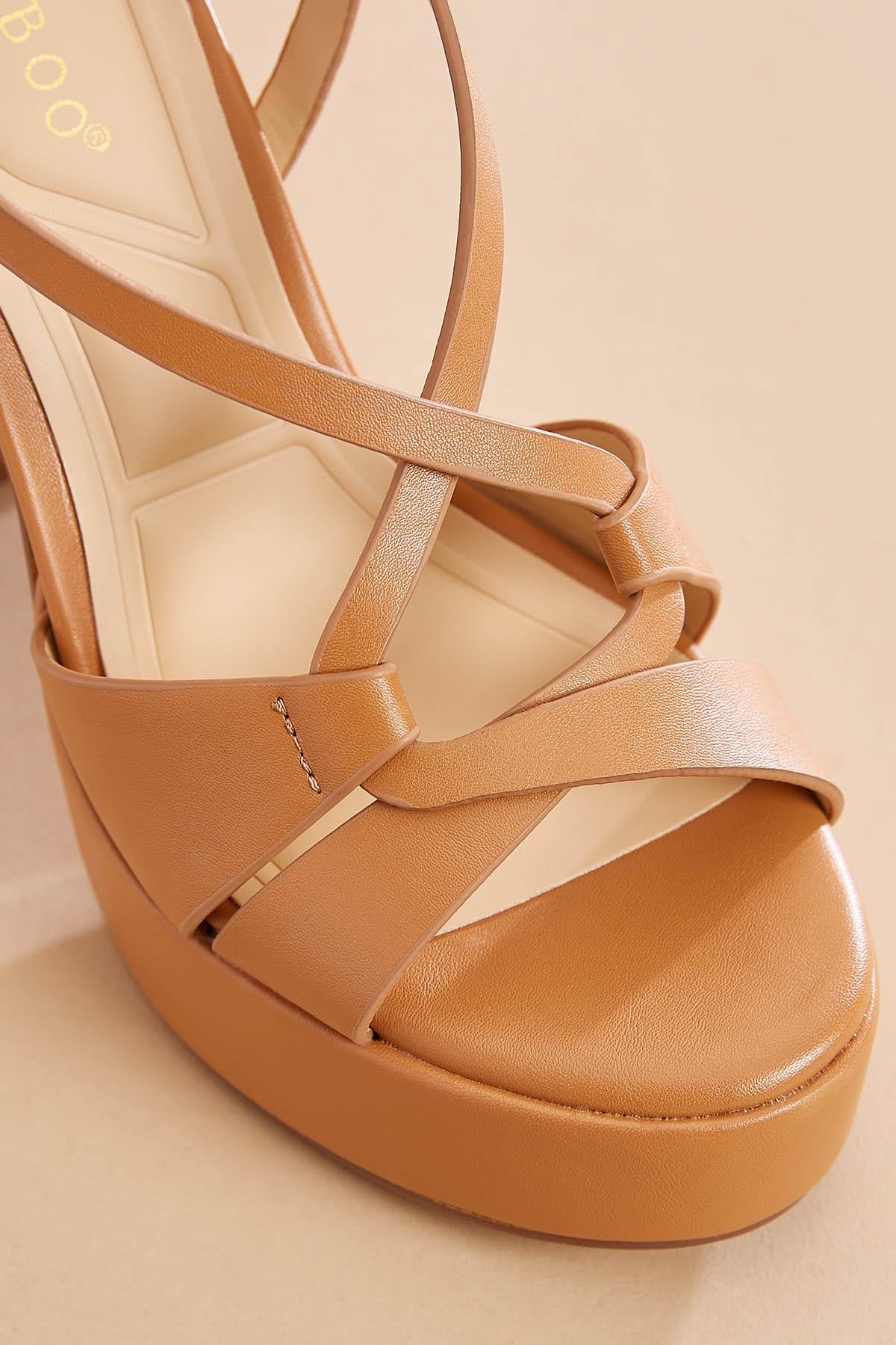 faux leather crisscross platform heels Versona Shoes
