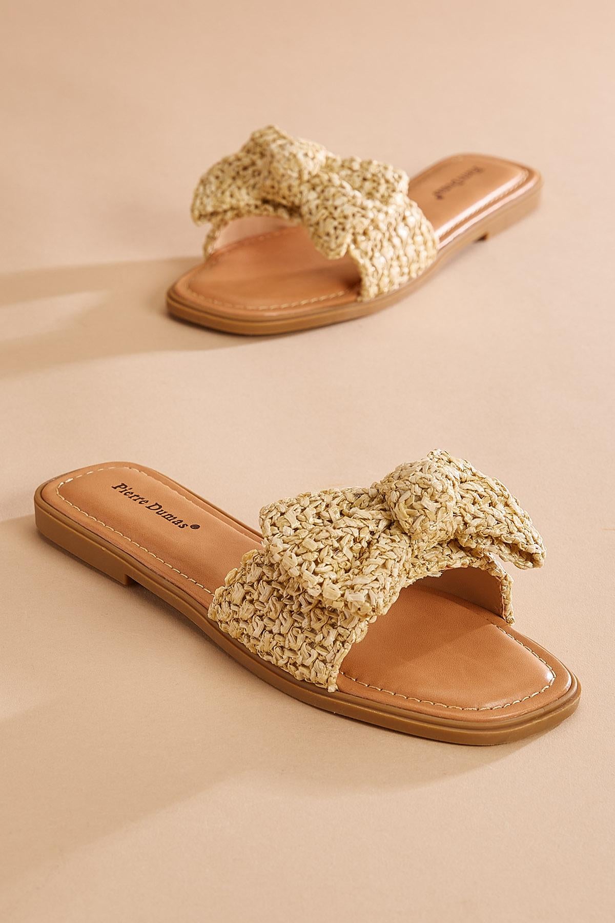 raffia bow sandals Versona Shoes|Sale