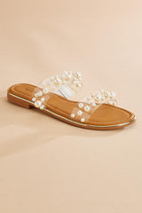pearl embellished clear band sandals Versona Shoes|Sale