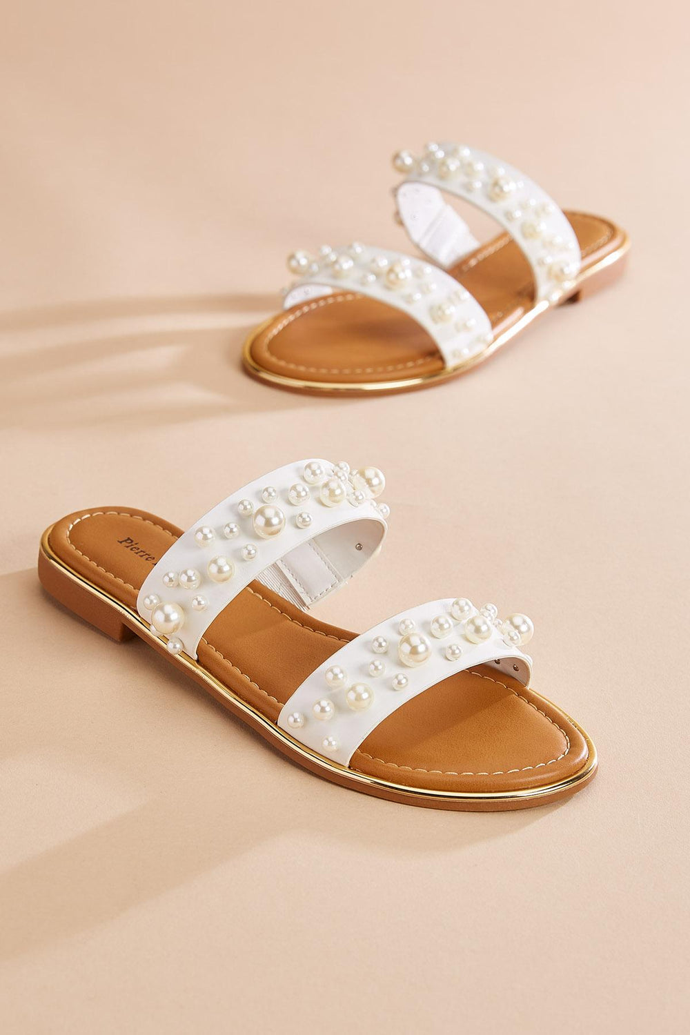 pearl embellished slide sandals Versona Shoes|Sale