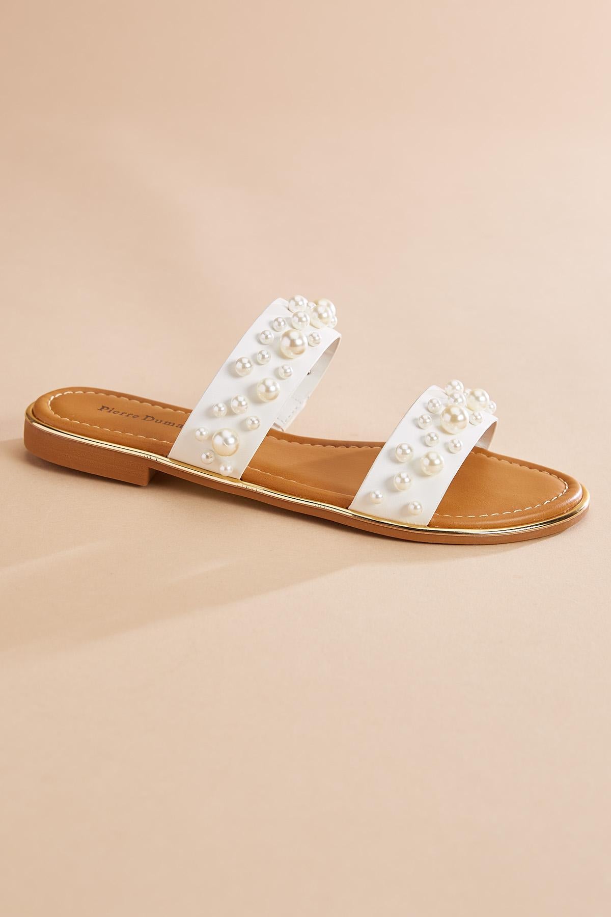 pearl embellished slide sandals Versona Shoes|Sale