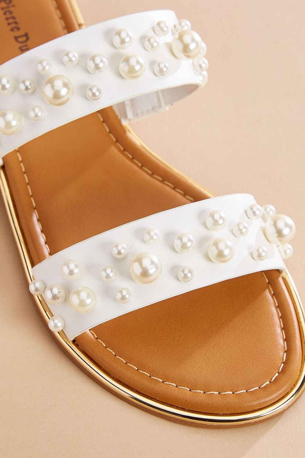 pearl embellished slide sandals Versona Shoes|Sale