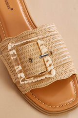 raffia buckle band sandals Versona Shoes|Sale