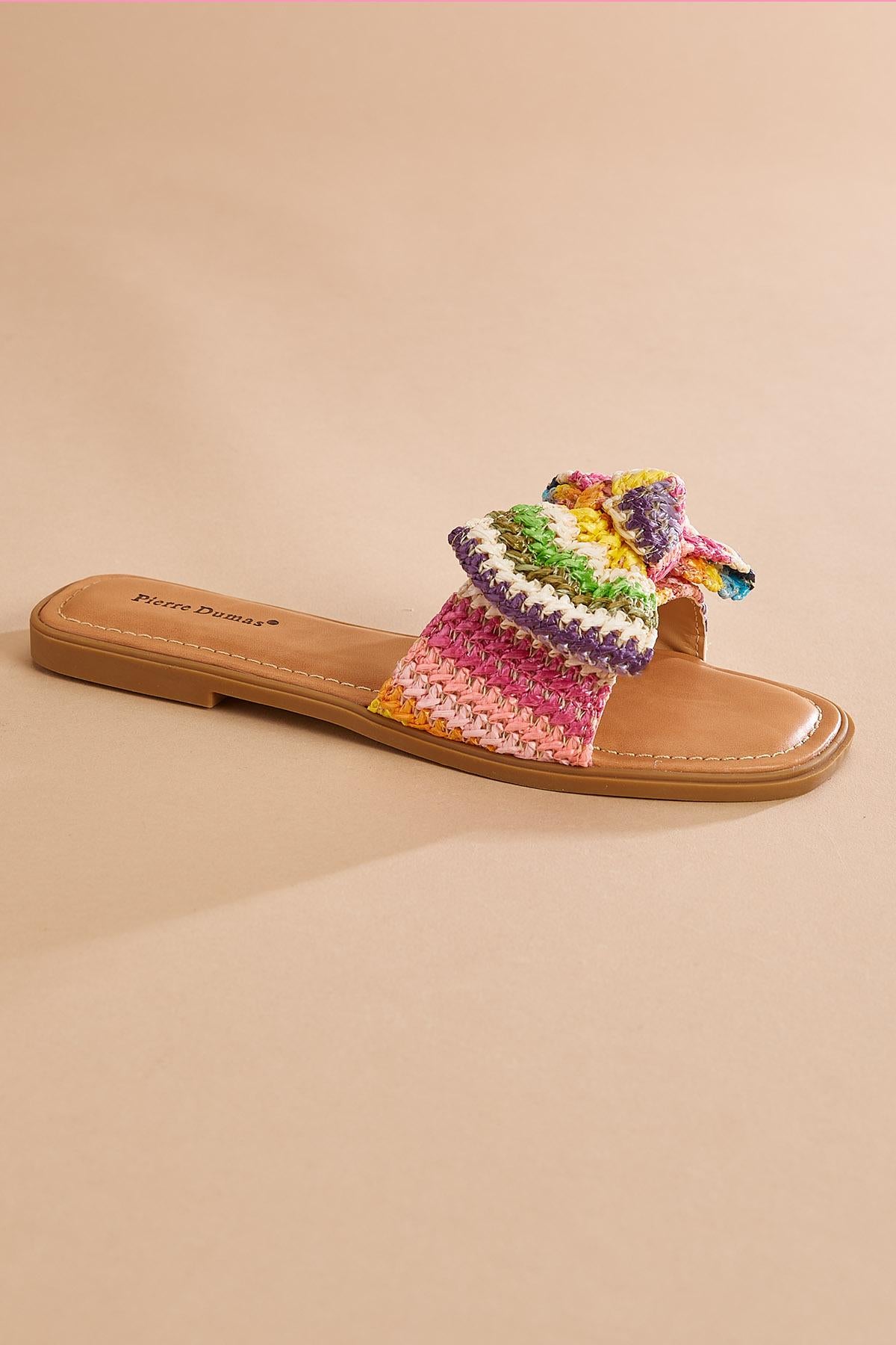 multicolor raffia bow sandals Versona Shoes|Sale