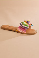 multicolor raffia bow sandals Versona Shoes|Sale